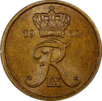 Denmark Frederik IX Bronze 1962 5 Øre Choice UNC .Luster KEY DATE KM# 848.1 (12)