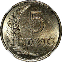 Peru 1941 5 Centavos NGC MS63 LAST YEAR TOP GRADED BY NGC KM# 213.2