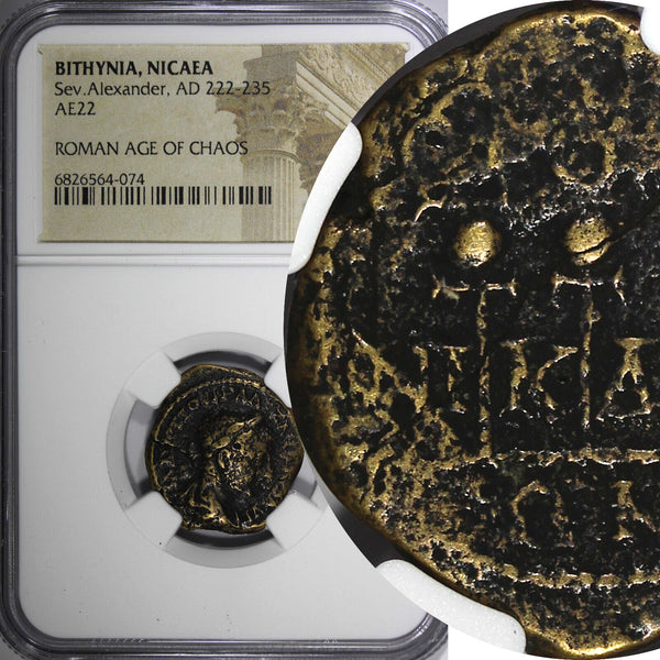 Bithynia, Nicaea Severus Alexander AD 222-235 AE22 / Three signa NGC (074)