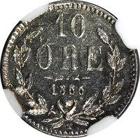 SWEDEN Oscar I (1844-1859) Silver 1855 T 10 Ore NGC AU58 KM# 683 (011)
