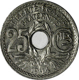 France Nickel 1914 25 Centimes "MES" 1st Year Type KM# 867 (19 948)