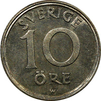 Sweden Gustaf V Nickel-Bronze 1923 W 10 Öre GEM BU KM# 795