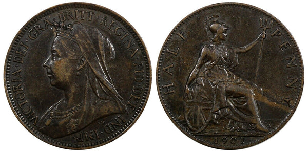 Great Britain Victoria Bronze 1901 1/2 Penny Last Year Type  KM# 789 (20 595)
