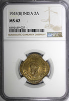 India-British George VI 1945 (B) 2 Annas NGC MS62 KM# 543 (029)