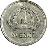 Sweden Gustaf V Silver 1945 TS 25 Öre   KM# 816 (22 026)
