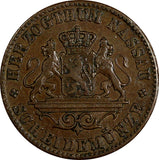 German States NASSAU Adolphe (1839-1866) Copper 1859 1 Kreuzer KM# 74 (012)