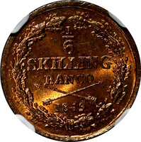 SWEDEN Oscar I Copper 1849 1/6 Skilling Mintage-536,544 NGC MS63 RB KM# 656 (8)