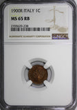 Italy Umberto I Copper 1900-R 1 Centesimo NGC MS65 RB TOP GRADED KM# 29 (238)