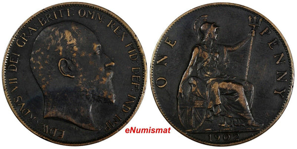 Great Britain Edward VII Bronze 1902 1 Penny 1 YEAR TYPE KM# 794.1 (14 885)
