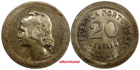 Portugal Copper-Nickel 1921 20 Centavos Liberty head UNC KM# 571 (11 366)