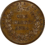 India-British Victoria Copper 1858 1/4 Anna UNC KM# 463.1 (19 666)