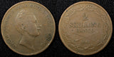 Sweden Oscar I Copper 1847 2 Skilling Banco 33.5 mm Mintage-115,000 KM#664 (565)