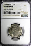 France Copper-Nickel 1948 10 Francs NGC UNC DETAILS GAD-811;KM# 909.1 (166)