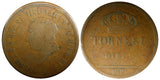Italian States NAPLES Ferdinand I Copper 1819 10 Tornesi Ducat 39mm KM# 290 (10)