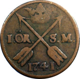 Sweden Frederick I Copper 1741 1 Ore, S.M.  Brown KM# 416.1 (6386)