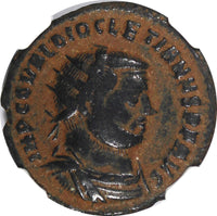 ROMAN.Diocletian AD 284-305 AE Post-Ref.Radiate Rev.Victory on Globe NGC (023)