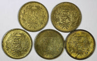 FINLAND Brass LOT OF 5 COINS 1946-1950 5 Markkaa HIGH GRADE KM# 31a (17 191)