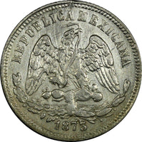 MEXICO Silver 1873 Go S 25 Centavos Guanajuato Mint-120,000 XF KM#406.5 (19 066)