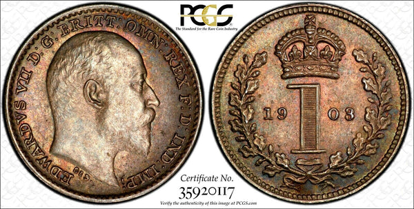 Great Britain Edward VII Silver 1903 1 Penny PCGS PL65 PROOFLIKE TONED KM#795(7)