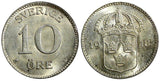 SWEDEN Gustaf V Silver 1918 W 10 Öre UNC TONED KM# 780 (21 909)
