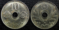 FINLAND Iron 1943 10 Pennia WWII Issue Ch.UNC KM#34.1 (23 030)