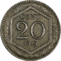 Italy Vittorio Emanuele III Copper-nickel 1919 R 20 Centesimi  KM# 58 (341)