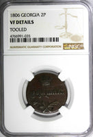 Georgia Copper 1806 2 Puli 1/2 Bisti Mintage-34,000 RARE NGC VF DETAILS KM#71