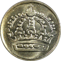 Sweden Gustaf VI Silver 1954 TS 25 Öre GEM BU COIN KM# 824 (22 013)