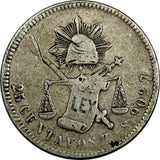 MEXICO Silver 1883 ZS S 25 Centavos Zacatecas Mint-193,000 SCARCE KM#406.9 (103)