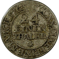 Germany SAXONY-ALBERTINE Friedrich August I 1763 EDC 1/24 Thaler KM# 946 (8581)