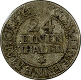 Germany SAXONY-ALBERTINE Friedrich August I 1763 EDC 1/24 Thaler KM# 946 (8581)