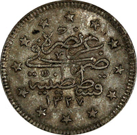 Turkey Mehmed V Silver AH1327//2 (1910) 2 Kurush Toning KM# 749 (18 271)
