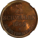 Germany OLDENBURG 1865-B 3 Schwaren NGC MS64 RB Ex.HORN KM# 191 (124)