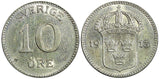 Sweden Gustaf V (1907-1950) Silver 1913 W 10 Öre  XF KM# 780 (22 084)