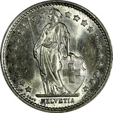 Switzerland Silver 1965 B 1 Franc Helvetia  KM# 24 (17 842)