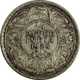 India-British George V Silver 1928 1/4 Rupee Bombay Mint KM# 518 (20 237)