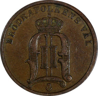 Sweden Oscar II Bronze 1901 2 Öre large letters KM# 746 (19 723)