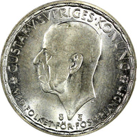 Sweden Gustaf V Silver 1947 TS 1 Krona Unc/BU 25mm KM# 814 (22 107)