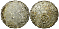 Germany - Third Reich Silver 1938 G 2 Reichs Mark Hindenburg KM# 93 (22 292)