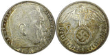 Germany - Third Reich Silver 1938 G 2 Reichs Mark Hindenburg KM# 93 (22 292)