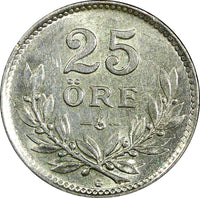 Sweden Gustaf V Silver 1941 G 25 Öre  KM# 785 (22 041)