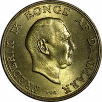 DENMARK Frederik IX Aluminum-Bronze 1953 NS 1 Krone KEY DATE UNC KM# 837.1