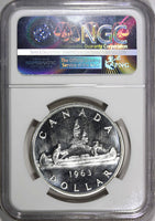 Canada Elizabeth II Silver 1963 $ Dollar NGC PL65 PROOF LIKE KM# 54