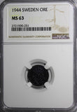 SWEDEN Gustaf V IRON 1944 1 ORE NGC MS63 1 GRADED HIGHER WWII Issue KM# 810 (51)