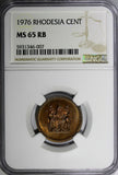 Rhodesia Bronze 1976 1 Cent NGC MS65 RB NICE TONING KM# 10 (007)