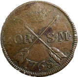 Sweden  Adolf Frederick Copper 1768 2 Ore, S.M. Low Mintage-168,000 Brown KM#461