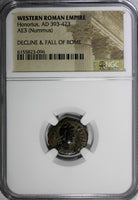 WESTERN ROMAN Honorius  AD 393-423 AE3 Nummus Crowned by Victory NGC (096)