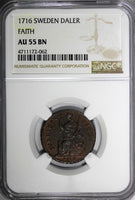 SWEDEN Carl XII 1716 1 Daler NGC AU55 BN Faith of the People SCARCE KM# 354