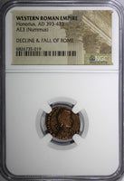 WESTERN ROMAN Honorius AD 393-423 AE3 Nummus /Rev. Crowned by Victory  NGC (019)