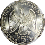 Germany-Federal Republic Silver 1970 F 5 Mark NGC MS65 1 GRADED HIGH KM# 127(1)